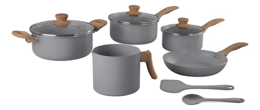 Conjunto De Panelas Brinox Gris Indução + Utensílios 7 Peças Cinza-escuro