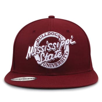The Game Boné snapback de aba reta licenciado pela NCAA, Mississippi State Bulldogs, vermelho/círculo retrô