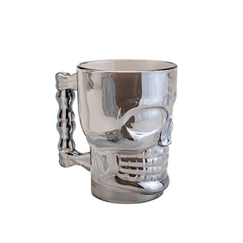 LYOR - Caneca para Chopp e Cerveja de Vidro Caveira Rock Style Cinza 510ml