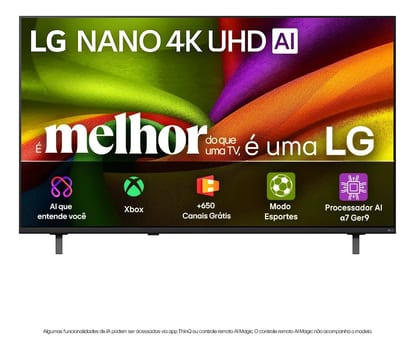 Smart TV 4K 43" LG NANO UHD AI NU850 2026 Processador α7 Ger9 HDR10 Xbox Bluetooth Wi-Fi AI Search Google Gemini webOS 26 - 43NU850BPSA