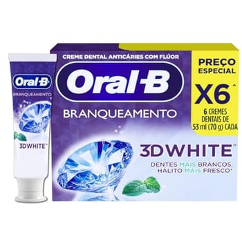 Oral-B Pasta de Dente 3D White Branqueadora, 6 Unidades 70 g