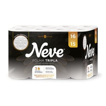 Neve Papel Higiênico Supreme Folha Tripla, 20m, Leve 16 Pague 15 Rolos
