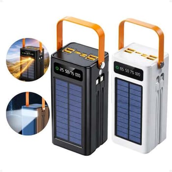 Carregador Portátil Power Bank Solar Turbo 50.000mah Rápido Preto