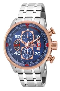 Invicta Relógio masculino de quartzo japonês com mostrador analógico, Ouro rosa, aço inoxidável, 48mm, 17203