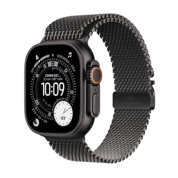 Apple Watch Ultra 3 GPS + Cellular, Caixa em titânio preto de 49 mm com Loop milanesa em titânio preto ‑ M