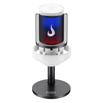 Rise Mode Elite 05 Microfone Gamer USB com Suporte de Mesa RGB, Branco