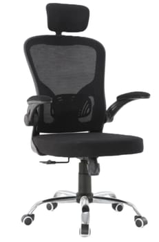 Cadeira Escritório Ergonômica Giratoria Reclinavel Olinda RSH500 Rishon Cor Preto Com Suporte Lombar Estofado Mesh