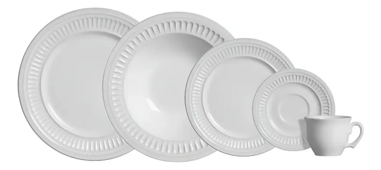 Aparelho de Jantar 20 peças Branco Poppy de Cerâmica - Scalla Cerâmica