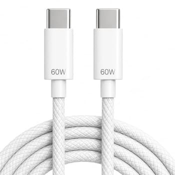 Cabo USB-C Para USB-C 1 Metros 60W, Nylon Trançado Reforçado, Carga E Dados, Compatível Com iPhone 15/16, Samsung Galaxy, Xiaomi, iPad, MacBook