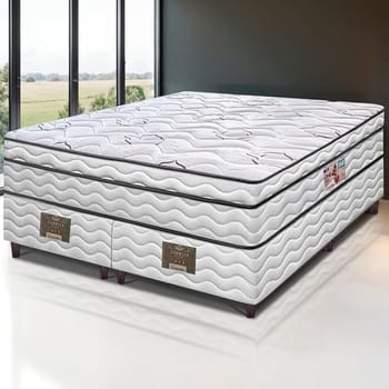 Cama inBox Moderne Cama Box Queen Size Bipartida Ortopédico, Espuma D45, Branco com Cinza, 158x198x63 cm