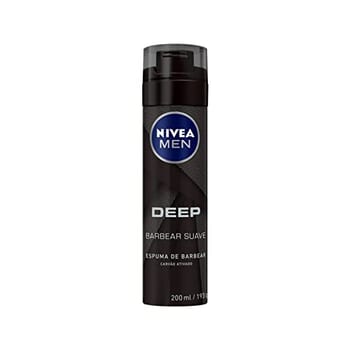 NIVEA MEN Espuma de Barbear Deep 200ml, Pele Limpa, Previne Irritações, Carvão Ativado, Deslizamento Suave