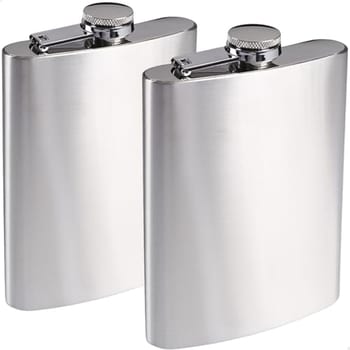 Kit 2 Cantis de Bolso em Aço Inox Premium Antivazamento – Porta Bebida para Whisky Vodka Rum Gin – Cantil Portátil Discreto para Viagem Festa e