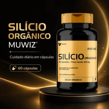 Silício Orgânico Muwiz 490mg 60 Cápsulas, Não Contém Glúten, Suplemento Alimentar Rotina Cuidado com Pele, Cabelos e Unhas