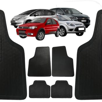 Jogo de Tapetes Automotivos Universais 4 Peças Borracha Preta Compatível com Todos Os Veiculos (Gol furgão 1985 a 1998)