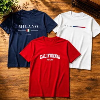 Kit 3 Camisetas Algodão Milano Paris Califórnia Masculina