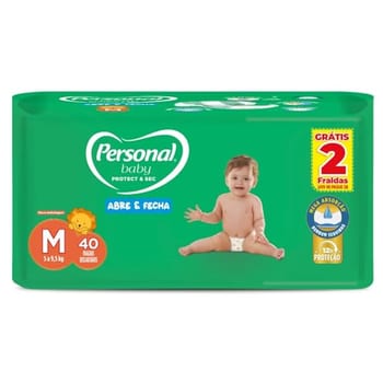 Fralda Infantil Personal Baby Protect e Sec M Mega 9x40pads Leve 40 pague 38 Unidades