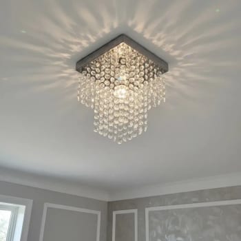 Lustre De Cristal Acrílico 20x20 E27 Vai Montado Sala Quarto