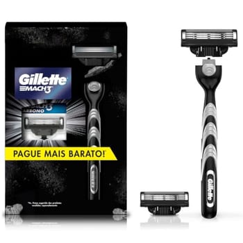Kit Gillette Mach3 Carbono 1 Cabo + 2 Refis, Cuidado com a Barba