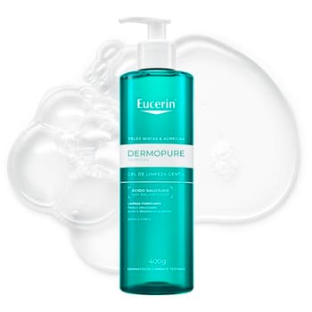 EUCERIN Gel de Limpeza Facial AntiAcne Dermo Pure Gentil 400ml, Pele Mista e Oleosa, Suave, Demaquilante