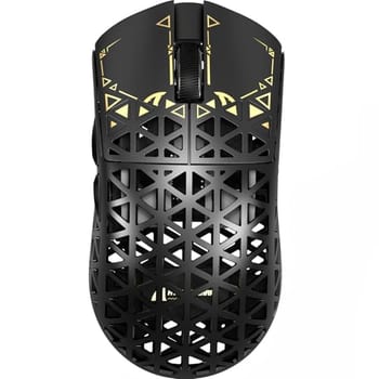 ATTACK SHARK R5 Mouse Gamer Wireless HyperSpeed em Fibra de Carbono Ultralight, 39g Superleve, 2.4G/BT/Com fio USB-C, Sensor PixArt PAW3950MAX, Taxa