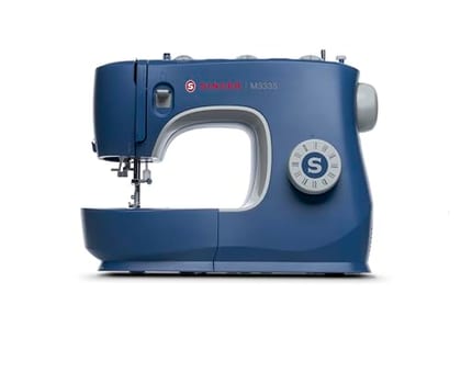 Máquina de Costura M3335 Azul 220V | 100 Pontos, Iluminação LED, Casa de Botão em Uma Etapa, Braço Livre, Configurações Ajustáveis | Ideal para