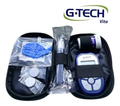 Kit Medidor De Glicose 10 Tiras + 10 Lancetas E 1 Lancetador G-Tech Vita ULTRA