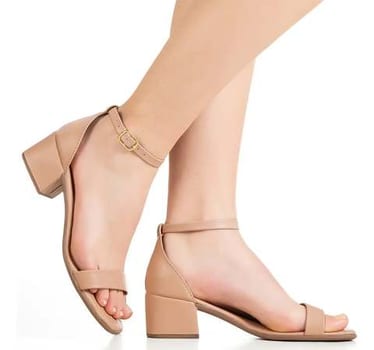 Sandália Feminina Casual Clássica X Salto Médio Grosso Bloco