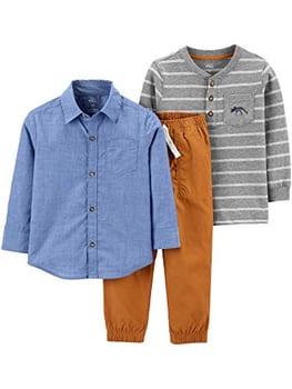 Simple Joys by Carter's Conjunto de 3 peças para bebês meninos, cambraia, 3T