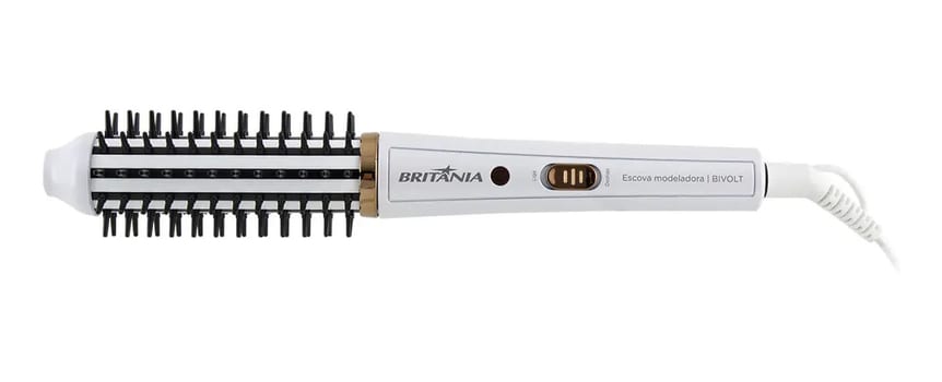 Escova Modeladora Britânia 2 em 1 Branca Antiaderente 60W BEC04 Bivolt