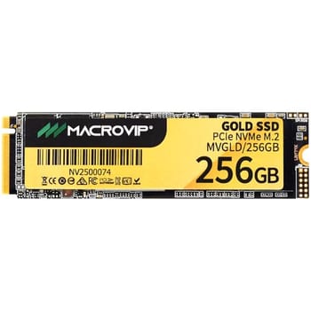 SSD M.2 NVMe Macrovip Gold 256GB 2280 PCIe Gen 3x4 Preto e Amarelo