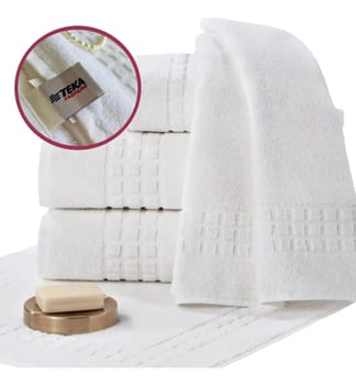 Kit 5 Toalhas de Rosto Brancas Hotelaria Teka 48x85cm 500g/m²