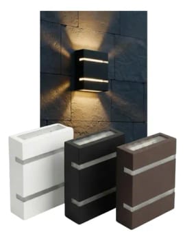Kit 10 Luminária Arandela Parede Muro 2 Facho 2 Friso Bivolt - R$ 117,79