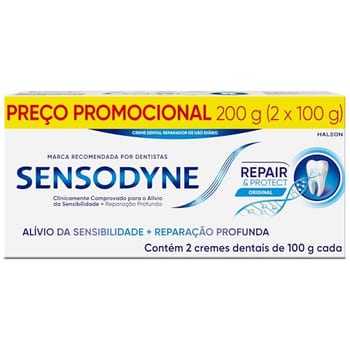 Sensodyne Creme Dental para Sensibilidade Repair e Protect com Flúor, Alívio da Sensibilidade, 2 unidades, 100g cada