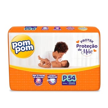Fralda Pom Pom Protek Proteção de Mãe Mega P 54 Unidades
