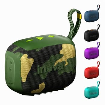 Caixa de Som, inava, Go-4, Bluetooth, Portátil,12h de reprodução, À Prova D'água IP67, TWS/FM/USB/TF(Camuflado)