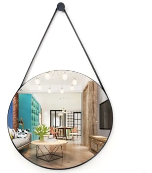 Espelho Redondo Decorativo Suspenso Alça 20cm + Pino Brinde