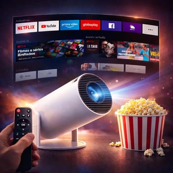Mini Projeto Hy300 Smart Portátil Full Hd 4k Android 11 Wi-fi Bluetooth Mini Projetor Home Theater Cinema Em Casa TV Imagem Nítida Som Potente