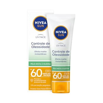 NIVEA SUN Protetor Solar Facial UV Face Controle de Oleosidade FPS 60 50ml, Muito Alta Proteção UVA/UVB, Efeito Matte, Controle do Brilho, Cuidado
