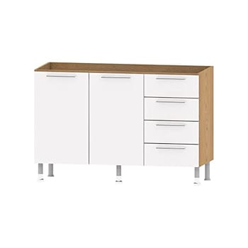 Balcão de Cozinha Ditália Aspen 2 pt 4 gavetas Cv/br Cd-104