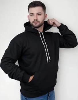 Moletom Canguru Algodão Unissex Blusa De Frio Flanelado Liso - R$ 38,27