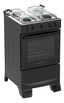 Fogão 4 Bocas Atlas Mônaco Plus com Mesa de Inox Automático Preto Bivolt