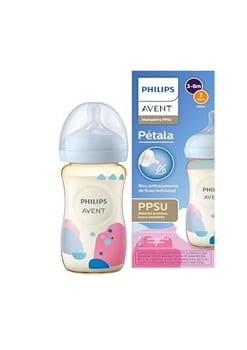 Mamadeira Philips Avent Pétala PPSU 260 ml bico número 3 antivazamento de fluxo individual