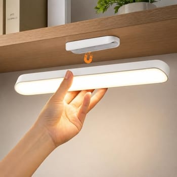 Luminária LED Recarregável Sem Fio com Suporte Magnético e Botão Touch | Luz Bastão USB 35cm para Armário, Closet, Cozinha e Escritório Premium
