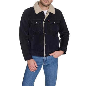 Levi's Caminhoneiro masculino de algodão, veludo cotelê marinho