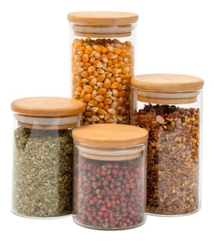 Kit 4 Potes De Vidro Tampa De Bambu Herméticos - Tüd