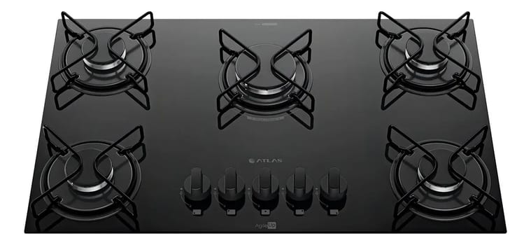 Cooktop 5 Bocas A Gás Atlas Agile Up Mega Chama Preto