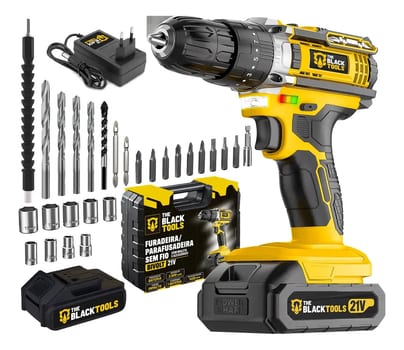 Parafusadeira E Furadeira Impacto The Black Tools Tb-21pw 3/8 Cor Amarelo Frequência 50/60 Hz
