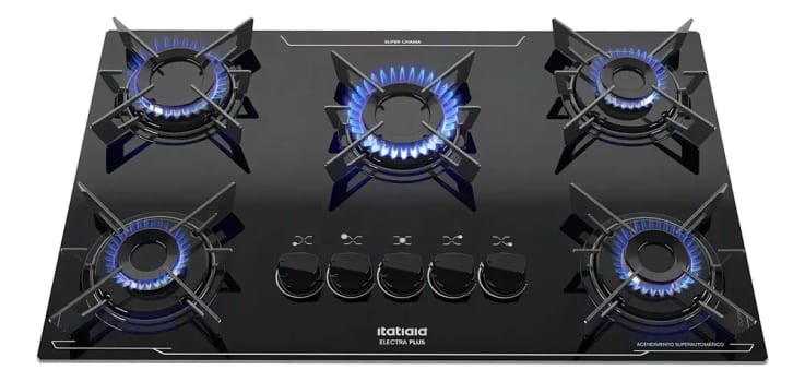 Cooktop Itatiaia Electra Plus 5 Bocas Mesa Vidro Bivolt Preto