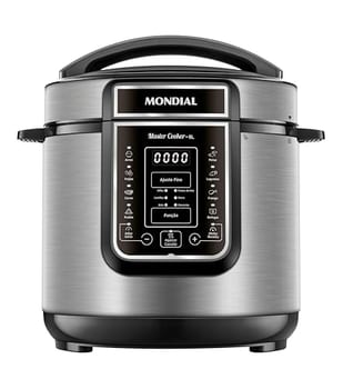 MONDIAL Panela de Pressão Elétrica Digital 6L, Preto/Inox, 1000W, 110V - PE-60-6L-I