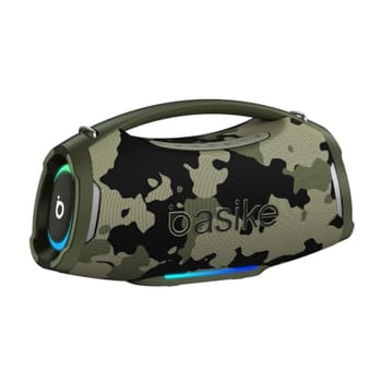 Basike Caixa de Som Estéreo Sem Fio, Boombox 200W, Bluetooth, cor camuflada